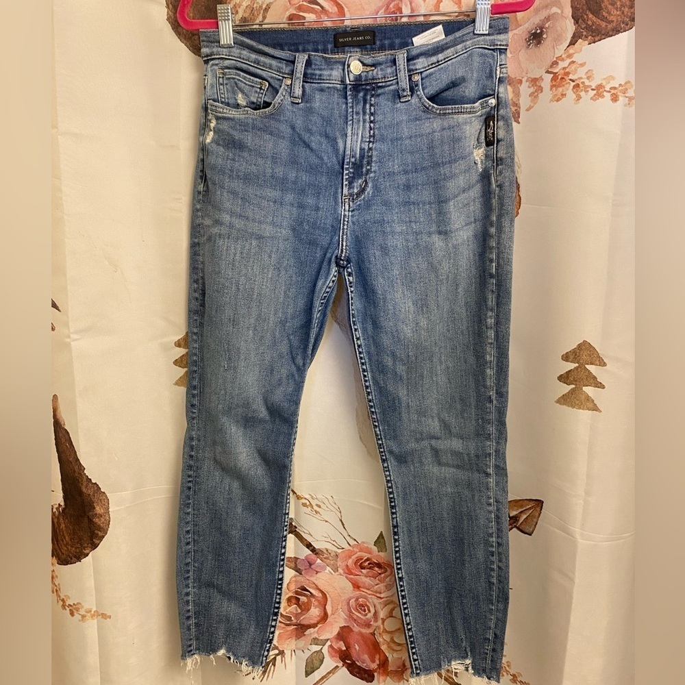 Size 30 Silver skinny cropped jeans